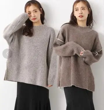 mysty woman 리버서블 스트라이프 니트 브라운 스웨터 2way