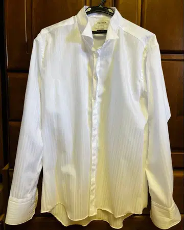 ORIHICA 화이트 스트라이프 긴팔 와이셔츠 LL