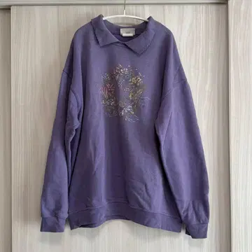 1990년대 퍼플 꽃 리스 프린트 맨투맨