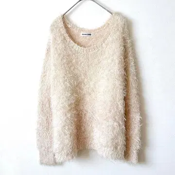 헬시카렌 샤기 니트 상의 베이지 M 크루넥 긴팔