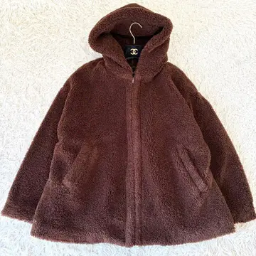 NORC 사이드 지퍼 보아 코트 후드 브라운 노크