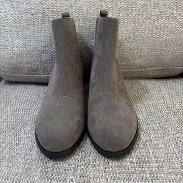 그레이 스웨이드 x 가죽 숏부츠 LL 사이즈(25.0-25.5cm)