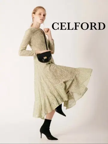 CELFORD 플레어 레이스 원피스 38 미 실루엣