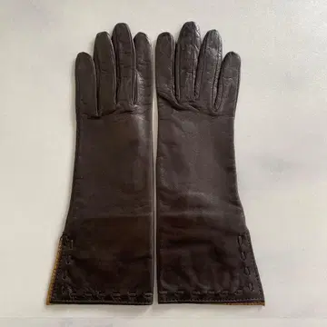 새상품급 이탈리아제 여성용 가죽 그로브 가죽 장갑 다크 브라운 사이즈 7