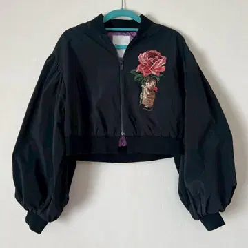 &ellecy 앤드엘씨 고양이 장미 자수 블루종 자켓