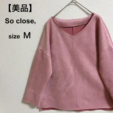 소클로스 V넥 풀오버 페이크 스웨이드 럭셔리 핑크 M 사이즈