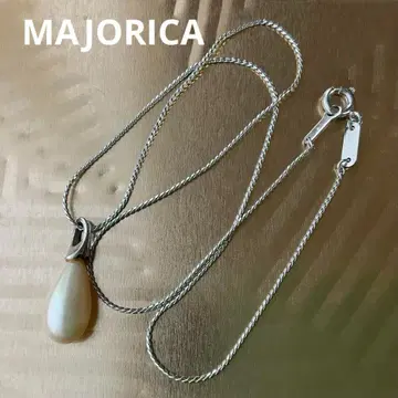 마조리카 (MAJORICA) 제 드롭형 펄 목걸이 각인 화이트 펄