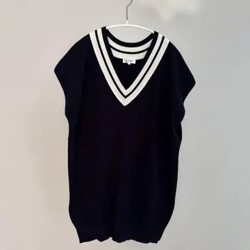 PLST 네이비 V넥 니트 베스트 M