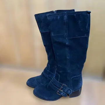 블랙 스웨이드 롱 부츠 백 지퍼