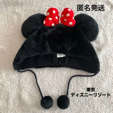 [레어] 디즈니 리조트 미니 빨간색 리본 도트 팬캡
