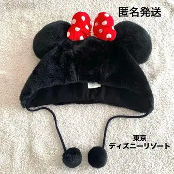 [레어] 디즈니 리조트 미니 빨간색 리본 도트 팬캡