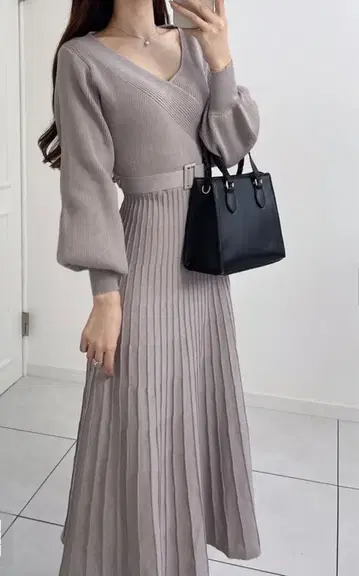 여성용 그레이지 니트 원피스