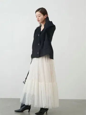 IENA 도트 튤 플리츠 스커트