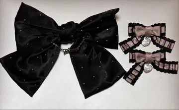 pium 피움 리본 머리핀 레이스 리본 인형 클립 세트