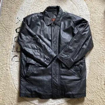 천연 가죽 블랙 래글런 자켓