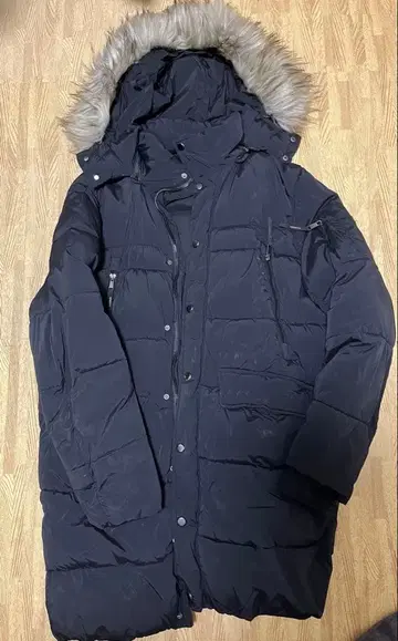 [레어] ZARA 다운 자켓 퍼 롱 다운 다운 코트 M 블랙