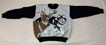 KRIZIA 사슴과 허스키 개 니트 스웨터