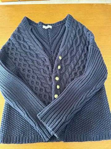 UNITED ARROWS 네이비 케이블 니트 가디건