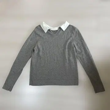 Macintosh Philosophy 그레이 V넥 스웨터 화이트 옷깃