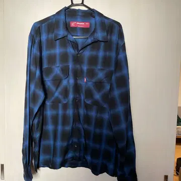 하이드 앤 시크 파랑 블랙 옴브레 체크 셔츠