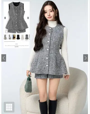 프리지아 트위드 베스트 x 숏팬츠 셋업