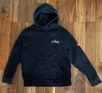 후드 로고 자수 후드 맨투맨 맨해튼 포티지 블랙 L