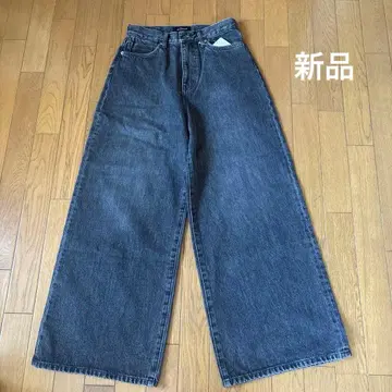 Le Denim 다크 그레이 와이드 레그 데님