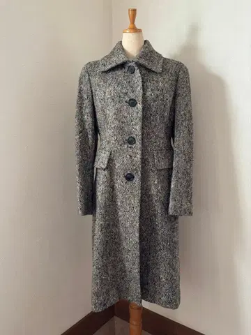 트위드풍 롱 체스터 코트