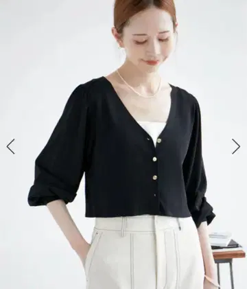 택 포함 새상품 로페피크닉 정가 5489엔 숏 기장 소매 볼륨 가디건