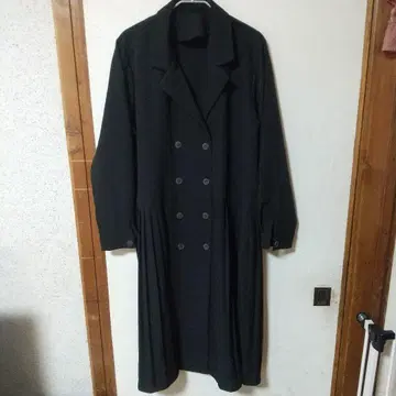 블랙 더블 브레스트 롱 원피스