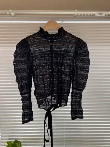 AMERI 아메리 COMPACT KNIT BLOUSE 가디건 블랙 F