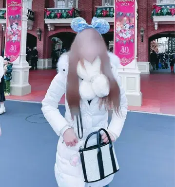 롱 코트 화이트 다운 코트 화이트