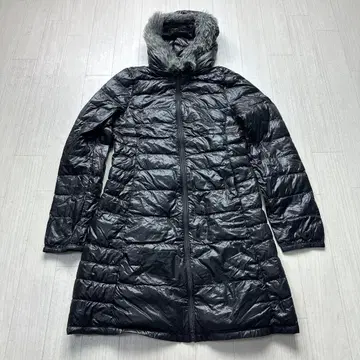 유니클로 프리미엄 라이트 다운 후디드 코트 퍼 포함 M 다크 브라운