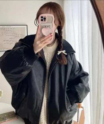 새상품급 리브 터틀 페이크 가죽 오버 사이즈 자켓