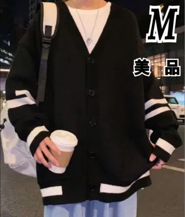 [ 새상품급 ] 가디건 배색 라인 코디 한국 패션 V넥 니트 M