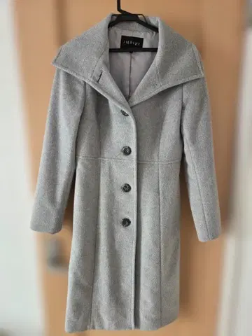 [ INDIVI ] 울 혼방 그레이 롱 코트 ( 사이즈 38 )