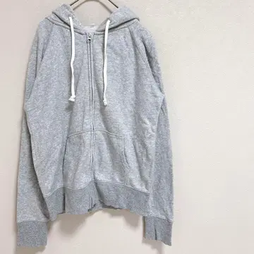 풀 집업 후드티 후드 부착 끈 포함 면 겉옷 더블 지퍼 심플 L