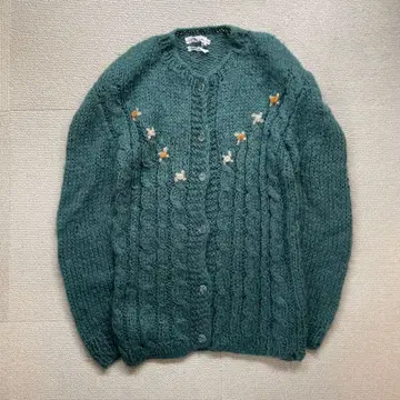 Maglificio MIMI 이탈리아제 꽃 자수 니트 가디건 그린