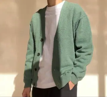 민트 그린 가디건 4개 버튼