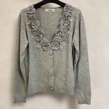 미사용품 갤러리 비스콘티 꽃 모티브 그레이 긴팔 가디건 2