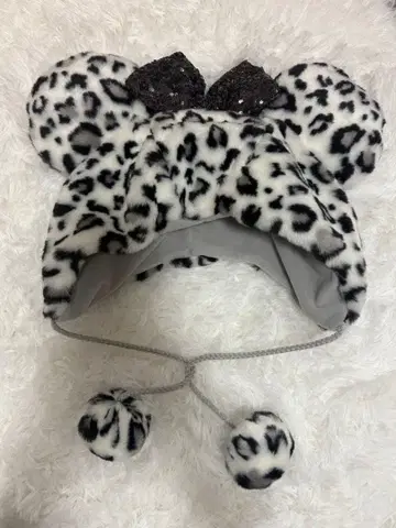 팬캡 미니 레오파드 무늬 화이트