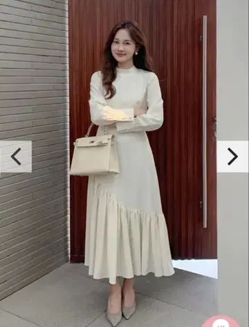 Birthday bash 아이보리 밑단 프릴 롱 원피스