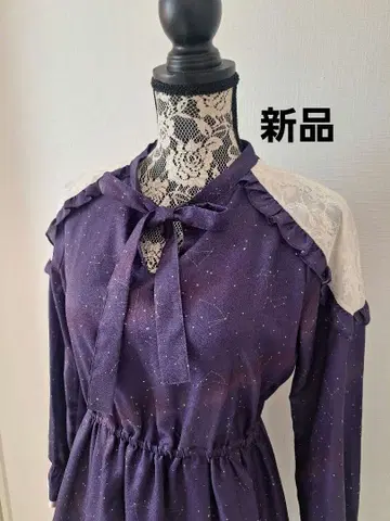 새상품 겨울 밤하늘 패턴 어깨 레이스 원피스 엑시즈팜