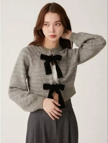 Lily Brown 릴리 브라운 벨로아 리본 가디건