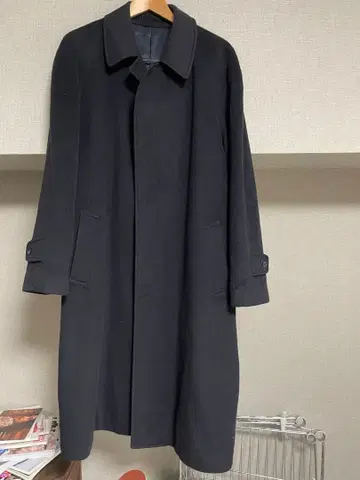 빈티지 구제 의류 타카시마야 캐시미어 100% 네이비 스텐카라 코트