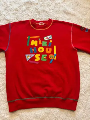 미키 하우스 컬러풀 자수 트레이닝복 레트로 맨투맨 숏 기장