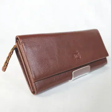 [ IL BISONTE (일비종떼) ] 플랩 장지갑 브라운 가죽끈 포함