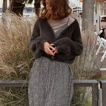 샤기 니트 가디건