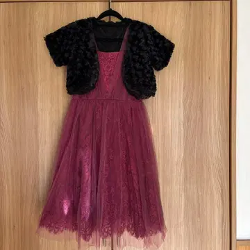 볼레로 포함 와인 레드 원피스 드레스