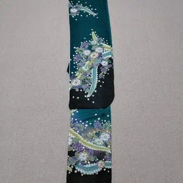 후리소데 짙은 그린 컬러 꽃무늬 츠지카